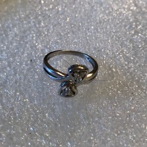 Vintage 925 heart CZ ring